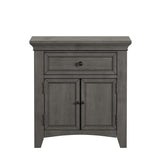 Homelegance By Top-Line Macie 1-Drawer Wood Cupboard Nightstand with Charging Station Grey Wood