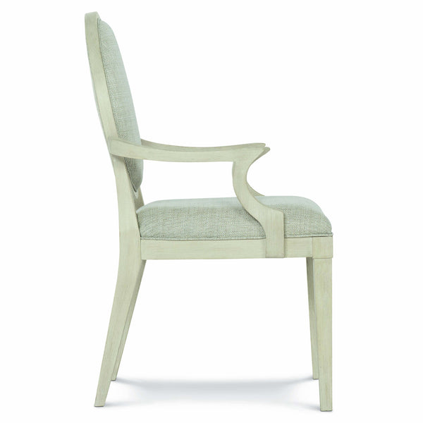 Bernhardt Bernhardt East Hampton Oval Back Arm Chair In Cerused Linen Finish — Plush Gray Upholstery, Sculpted Curves And Solid Ash Frame For Timeless Modern Comfort 395562