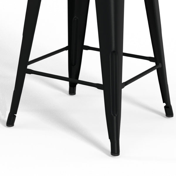 English Elm Rayne 24" Counter Height Stools - Set Of 2, Stylish Black Metal & Elm Wood For Chic Industrial Decor B136P159492-GIGA