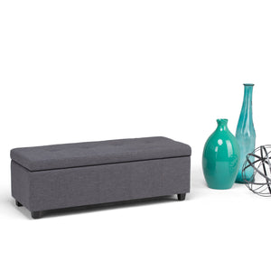 English Elm Castleford Storage Ottoman with Hidden Storage and Tufted Vegan Faux Leather Bench for Entryway Dark Gray B136P158182