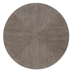 Hooker Furniture Modern Mood Round End Table With Quartered Oak Veneers, Wire-Brushed Diamond Finish, Pewter Band Medium Brown 6850-80213-89