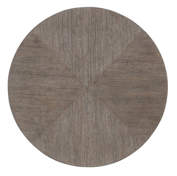 Hooker Furniture Modern Mood Round End Table With Quartered Oak Veneers, Wire-Brushed Diamond Finish, Pewter Band Medium Brown 6850-80213-89