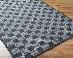 Livabliss Marcela Handwoven Wool Flatweave Rug Artisan Indian Craft for Modern Interiors Charcoal, Cream 9' x 12' MCL2300-912