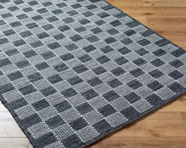 Livabliss Marcela Handwoven Wool Flatweave Rug Artisan Indian Craft for Modern Interiors Charcoal, Cream 9' x 12' MCL2300-912