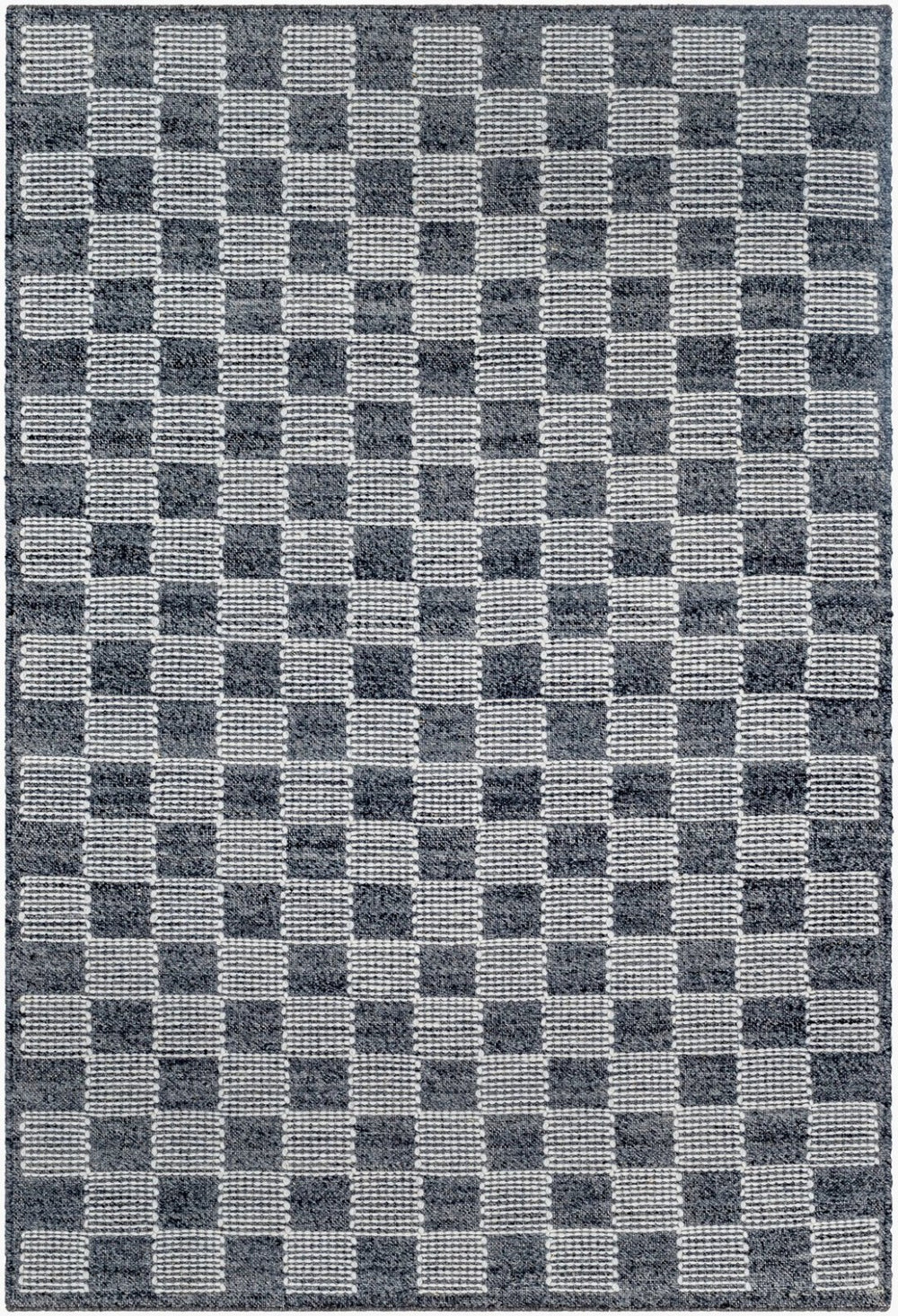 Livabliss Marcela Handwoven Wool Flatweave Rug Artisan Indian Craft for Modern Interiors Charcoal, Cream 9' x 12' MCL2300-912