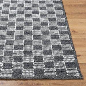 Livabliss Marcela Handwoven Wool Flatweave Rug Artisan Indian Craft for Modern Interiors Charcoal, Cream 9' x 12' MCL2300-912