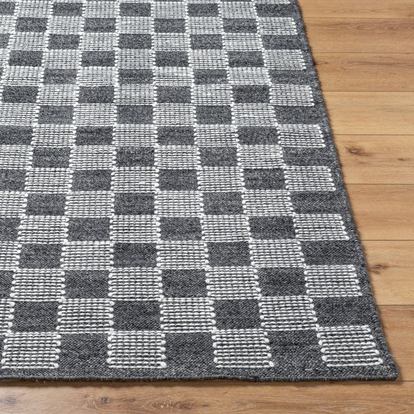 Livabliss Marcela Handwoven Wool Flatweave Rug Artisan Indian Craft for Modern Interiors Charcoal, Cream 9' x 12' MCL2300-912