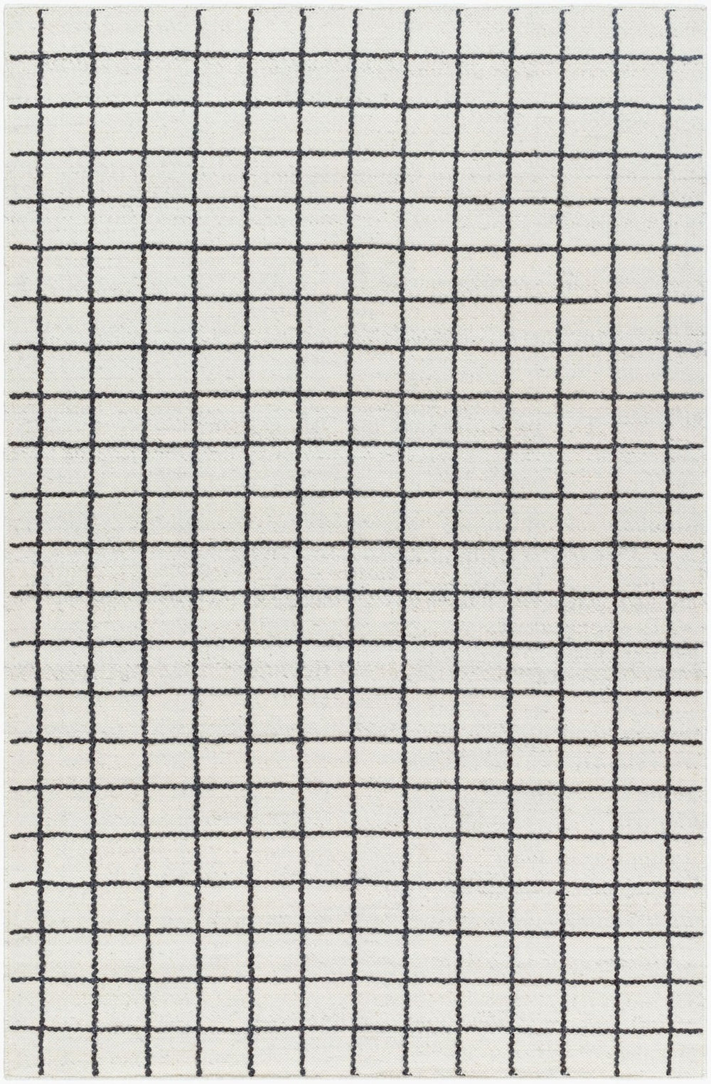 Livabliss Marcela Handwoven Wool Flatweave Rug Artisan Crafted for Entryways and Small Spaces Ivory, Charcoal 5' x 7'6" MCL2302-576