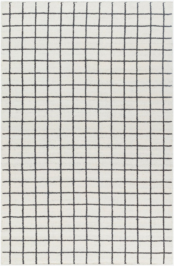 Livabliss Marcela Handwoven Wool Flatweave Rug Artisan Crafted for Entryways and Small Spaces Ivory, Charcoal 5' x 7'6" MCL2302-576