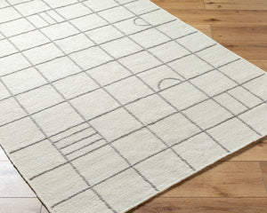 Livabliss Marcela Handwoven Wool Flatweave Rug Artisan Crafted in India for Entryways Cream, Gray 9' x 12' MCL2305-912