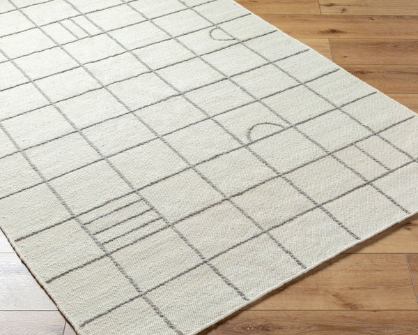 Livabliss Marcela Handwoven Wool Flatweave Rug Artisan Crafted in India for Entryways Cream, Gray 9' x 12' MCL2305-912