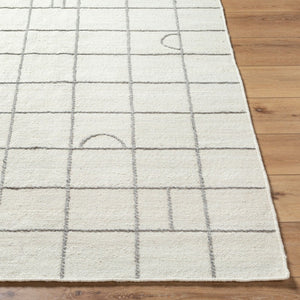 Livabliss Marcela Handwoven Wool Flatweave Rug Artisan Crafted in India for Entryways Cream, Gray 9' x 12' MCL2305-912