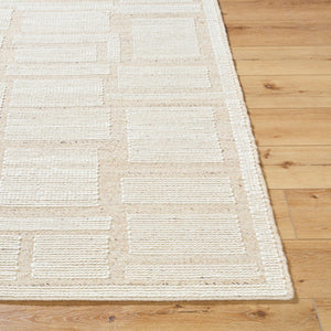 Livabliss Marcela Hand Woven Wool Flatweave Rug Artisan Crafted for Entryways and Small Spaces Beige, Ivory 9' x 12' MCL2307-912
