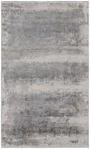 Feizy Rugs Cadiz Abstract Watercolor Area Rug - Luxurious Machine-woven Design Inspired By Spanish Elegance Taupe,Gray,Silver Viscose,Acrylic 8663888flgy000p22