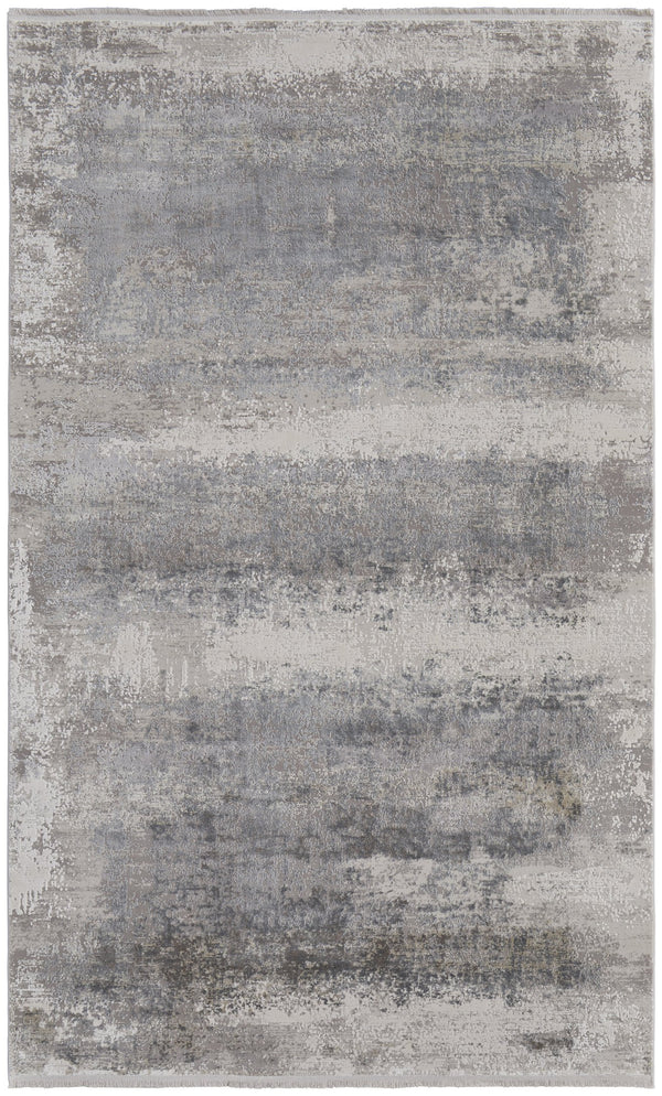 Feizy Rugs Cadiz Abstract Watercolor Area Rug - Luxurious Machine-woven Design Inspired By Spanish Elegance Taupe,Gray,Silver Viscose,Acrylic 8663888flgy000p22