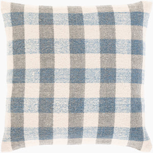 Surya Malcom 18"X18" Luxurious Cotton Accent Pillow - Stylish Home Decor, Easy Care, Elegant Comfort Blue Cotton,Cotton Mcm002-1818