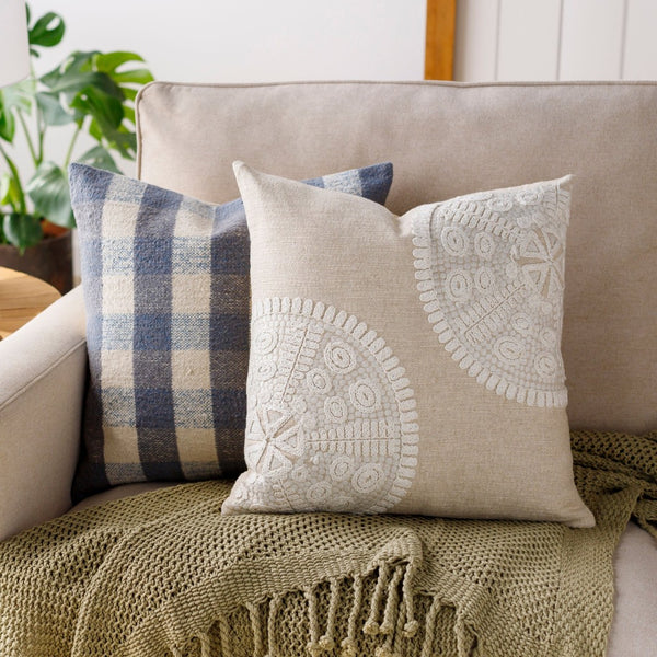 Surya Maricopa Woven Cotton Lumbar Pillow Cover Coastal Bohemian Accent for Sofa or Bed MCP001-1422P