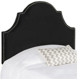 Safavieh Hallmar Black Velvet Headboard Silver Nail Head XII23 Black Velvet Fabric/Wood/Metal MCR4680J