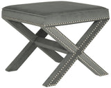 Safavieh Palmer Velvet Ottoman - Silver Nail Heads Grey MCR4589AD