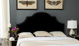 Safavieh Hallmar Black Velvet Headboard Silver Nail Head XII23 Black Velvet Fabric/Wood/Metal MCR4680J