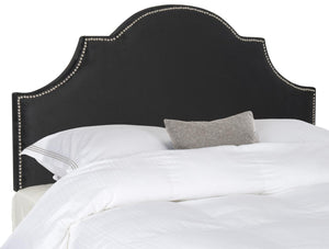 Safavieh Hallmar Black Velvet Headboard Silver Nail Head XII23 Black Velvet Fabric/Wood/Metal MCR4680J