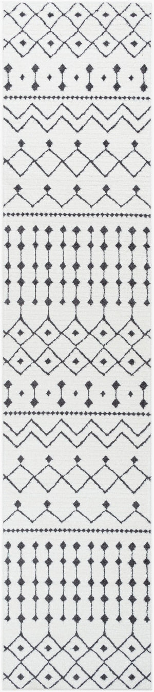 Livabliss Moroccan Shag Runner Rug High Low Pile Polypropylene Hallway Entryway Accent Black, White 2'7" x 12' MCS2309-2712