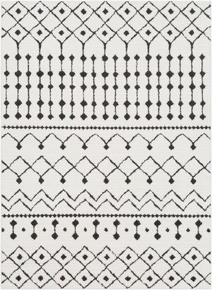 Livabliss Moroccan Shag Runner Rug High Low Pile Polypropylene Hallway Entryway Accent Black, White 5'3" x 7'3" MCS2309-5373