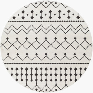 Livabliss Moroccan Shag Runner Rug High Low Pile Polypropylene Hallway Entryway Accent Black, White 5'3" x 5'3" MCS2309-53RD