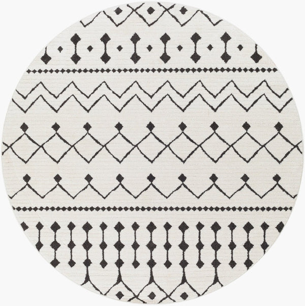 Livabliss Moroccan Shag Runner Rug High Low Pile Polypropylene Hallway Entryway Accent Black, White 5'3" x 5'3" MCS2309-53RD
