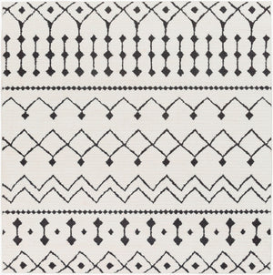 Livabliss Moroccan Shag Runner Rug High Low Pile Polypropylene Hallway Entryway Accent Black, White 6'7" x 6'7" Square MCS2309-67SQ