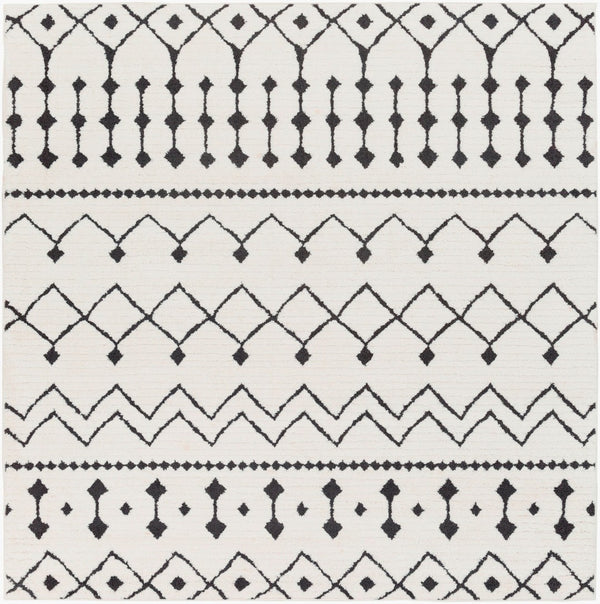 Livabliss Moroccan Shag Runner Rug High Low Pile Polypropylene Hallway Entryway Accent Black, White 6'7" x 6'7" Square MCS2309-67SQ