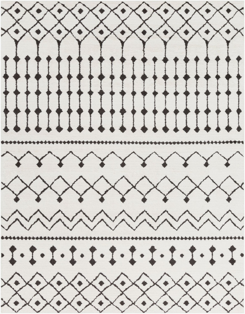 Livabliss Moroccan Shag Runner Rug High Low Pile Polypropylene Hallway Entryway Accent Black, White 7'10" x 10'2" MCS2309-710103