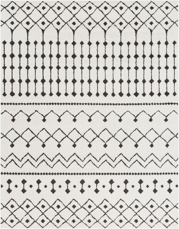 Livabliss Moroccan Shag Runner Rug High Low Pile Polypropylene Hallway Entryway Accent Black, White 7'10" x 10'2" MCS2309-710103