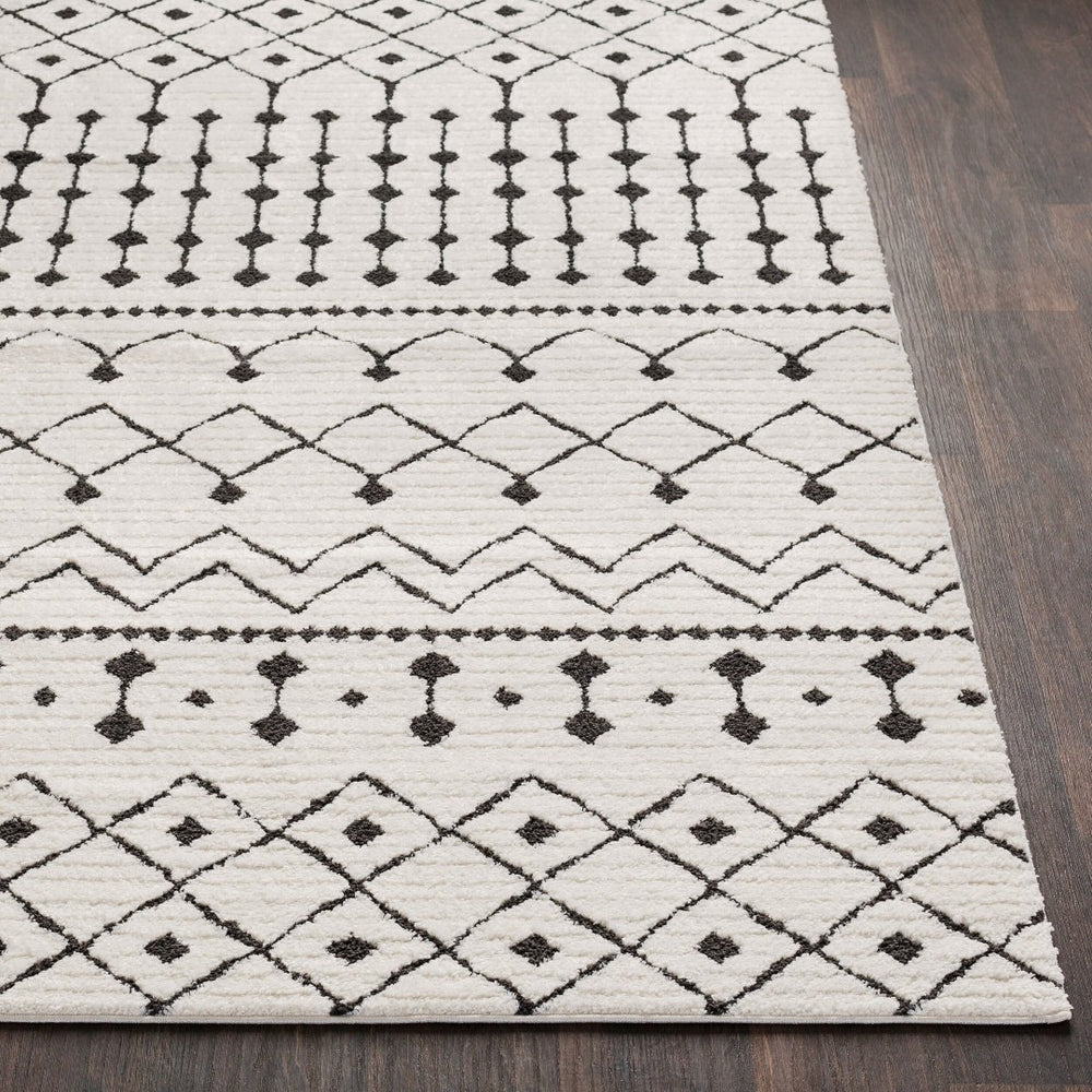Livabliss Moroccan Shag Runner Rug High Low Pile Polypropylene Hallway Entryway Accent Black, White 7'10" x 10'2" MCS2309-710103