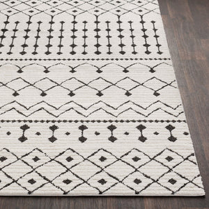Livabliss Moroccan Shag Runner Rug High Low Pile Polypropylene Hallway Entryway Accent Black, White 5'3" x 5'3" MCS2309-53RD