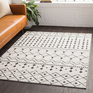 Livabliss Moroccan Shag Runner Rug High Low Pile Polypropylene Hallway Entryway Accent Black, White 6'7" x 6'7" Square MCS2309-67SQ