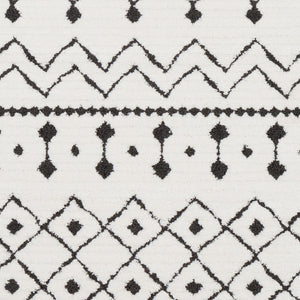 Livabliss Moroccan Shag Runner Rug High Low Pile Polypropylene Hallway Entryway Accent Black, White 5'3" x 5'3" MCS2309-53RD