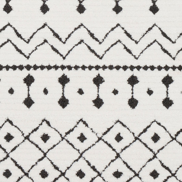 Livabliss Moroccan Shag Runner Rug High Low Pile Polypropylene Hallway Entryway Accent Black, White 5'3" x 5'3" MCS2309-53RD