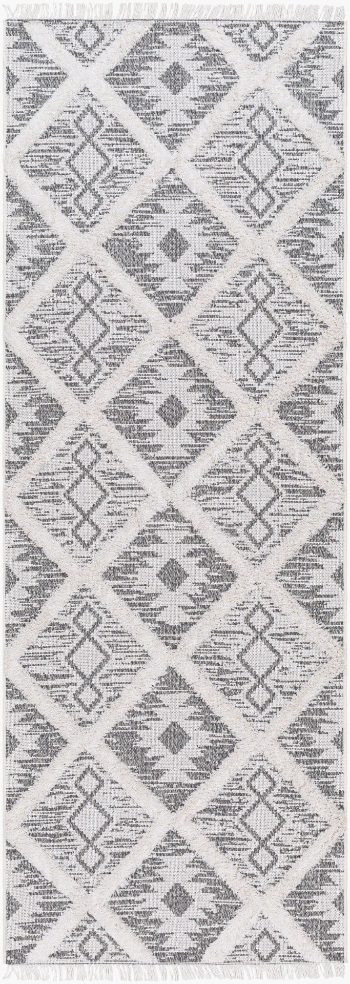 Livabliss Morocotton Southwestern Cotton Runner Rug with Fringe High Pile Hallway Accent Black, Medium G 2'6" x 7'3" MCT2300-2673
