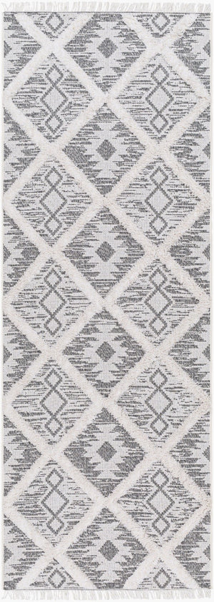 Livabliss Morocotton Southwestern Cotton Runner Rug with Fringe High Pile Hallway Accent Black, Medium G 2'6" x 7'3" MCT2300-2673