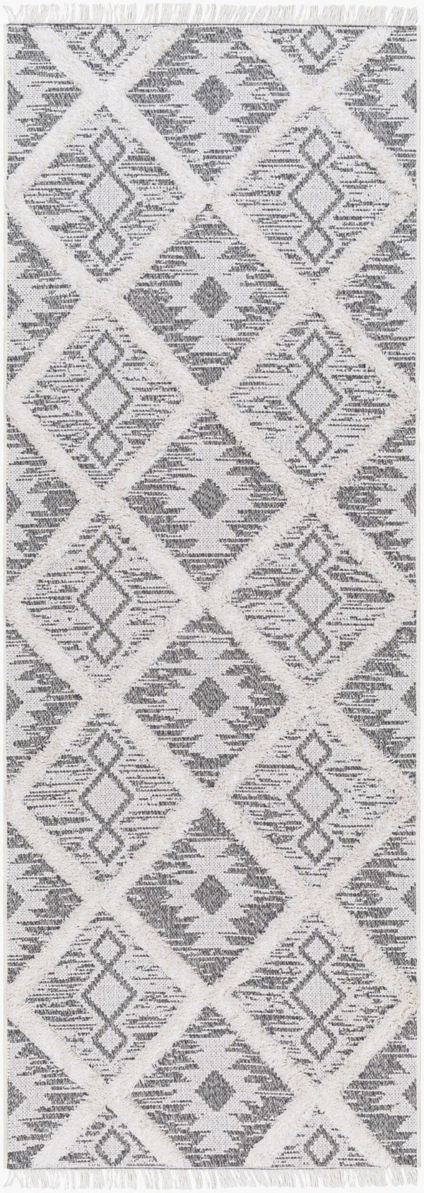 Livabliss Morocotton Southwestern Cotton Runner Rug with Fringe High Pile Hallway Accent Black, Medium G 2'6" x 7'3" MCT2300-2673