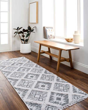 Livabliss Morocotton Southwestern Cotton Runner Rug with Fringe High Pile Hallway Accent Black, Medium G 6'4" x 9' MCT2300-649