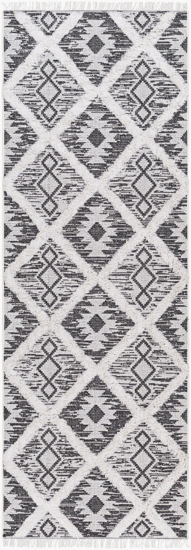 Livabliss Morocotton Cotton Runner Rug with Fringe High Pile Bohemian Hallway Accent MCT2301-2673