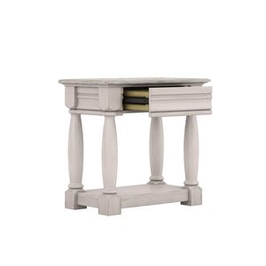 A.R.T. Furniture Alcove Night Table In Belgian Ivory - Vintage Charm With Hidden Drawer And Plinth Shelf Design White Acacia Solids,Maple Veneers,Metal 321141-2817