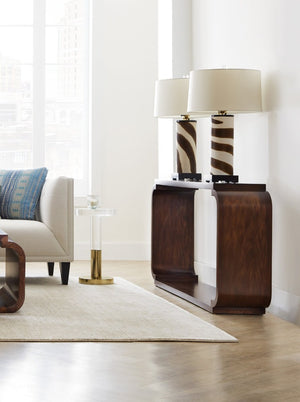 Hooker Furniture Melange Kingston Slim Console Table In Dark Swirl Mahogany Veneer — Narrow Entryway Accent, 62" 628-80153-89