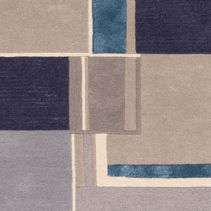 Surya Mid Century Mcy-2300 Handmade 2' X 3' Rug - Stylish, Durable, And Perfect For Modern Decor Spaces! Navy Wool,Viscose Mcy2302-23