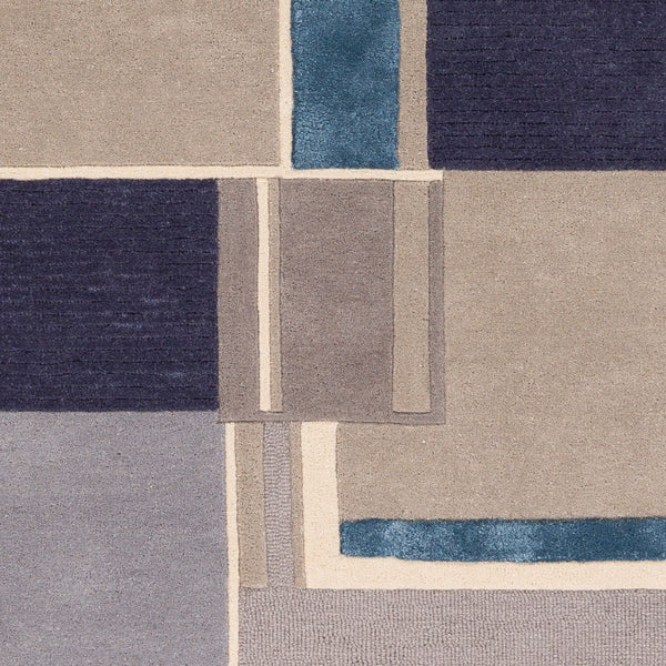 Surya Mid Century Mcy-2300 Handmade 2' X 3' Rug - Stylish, Durable, And Perfect For Modern Decor Spaces! Navy Wool,Viscose Mcy2302-23