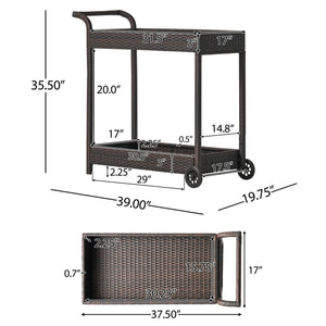 English Elm Savona Woven Resin Wicker Bar Cart with Rolling Casters for Patio or Living Room 56215.00MBRN