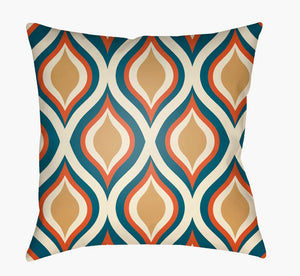 Livabliss Moderne Geometric Woven Polyester Accent Pillow for Sofa Armchair or Bed Modern Decor Cream, Orange 18"L x 18"W MD041-1818