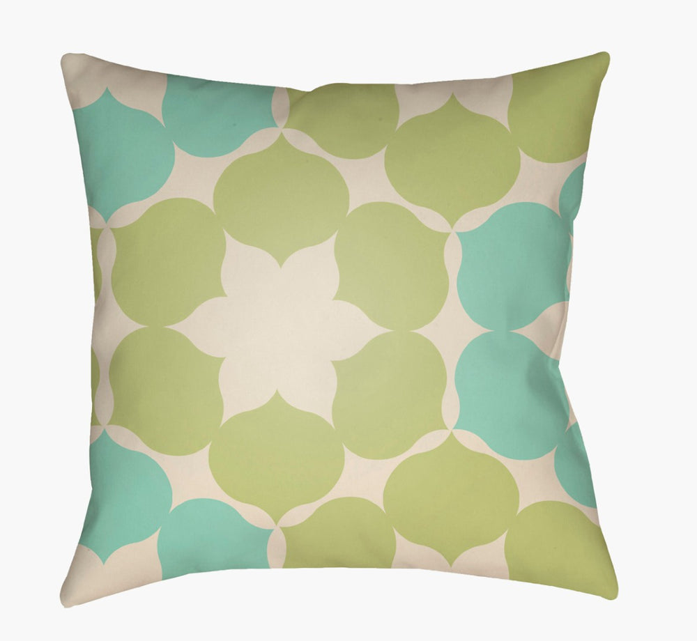 Livabliss Moderne Geometric Woven Square Throw Pillow Polyfill Insert Sofa Accent Usa Made Seafoam, Ivory 18"L x 18"W MD049-1818